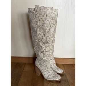 Mi.iM Y2K OTK Snake Print Boots Sz 7 Bratzcore Club Baddie Over The Knee Soft